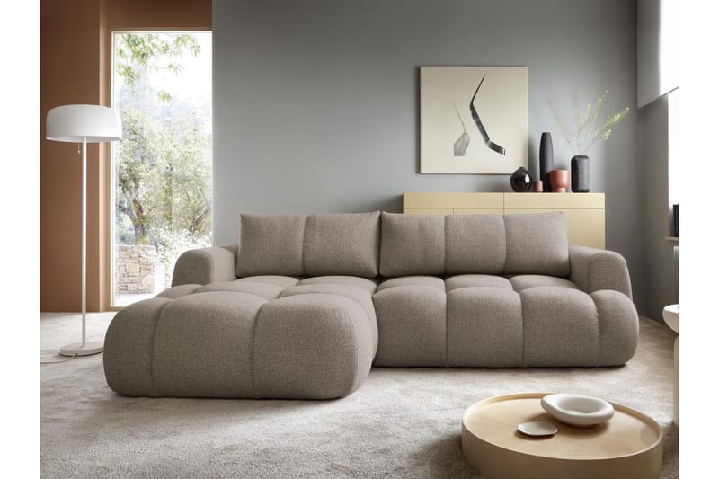 Handu Sovesofa med Sjeselong 3-seter i Bouclé - Brun - Møbler - Sofaer - Sovesofaer