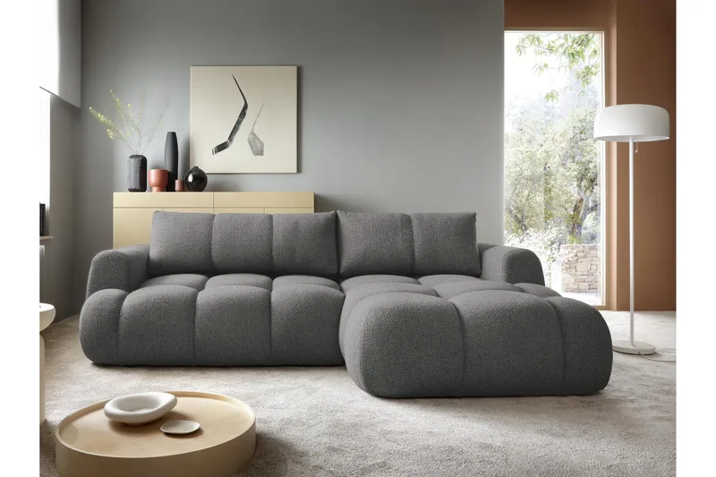 Handu Sovesofa med Sjeselong 3-seter i Bouclé - Mørkegrå - Møbler - Sofaer - Sovesofaer