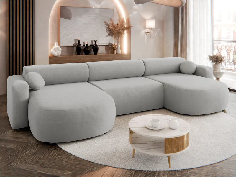 Hanish Sovesofa med dobbel sjeselong 5-seter - Grå - Møbler - Sofaer - Sovesofaer