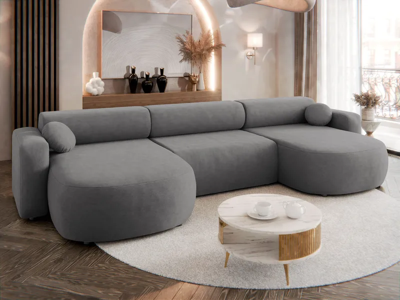Hanish Sovesofa med dobbel sjeselong 5-seter - Grå - Møbler - Sofaer - Sovesofaer