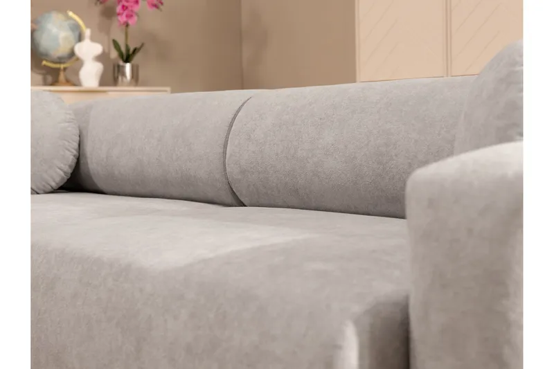 Hanish Sovesofa med Sjeselong 3-seter i Plysj - Beige - Møbler - Sofaer - Sovesofaer