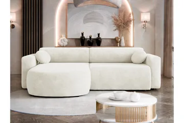 Hanish Sovesofa med Sjeselong 3-seter i Plysj - Beige - Møbler - Sofaer - Sovesofaer