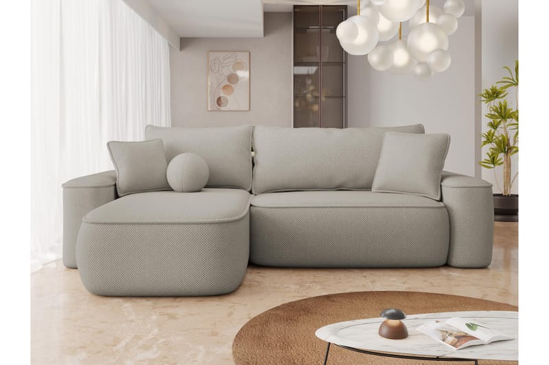 Harak Sovesofa med Sjeselong 3-seter i Plysj - Beige - Møbler - Sofaer - Sovesofaer