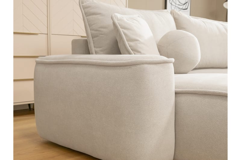 Harak Sovesofa med Sjeselong 3-seter i Plysj - Grå - Møbler - Sofaer - Sovesofaer