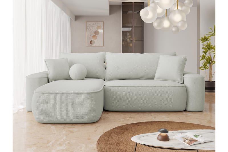 Harak Sovesofa med Sjeselong 3-seter i Plysj - Grå - Møbler - Sofaer - Sovesofaer