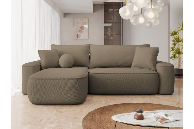 Harak Sovesofa med Sjeselong 3-seter i Plysj - Brun - Møbler - Sofaer - Sovesofaer