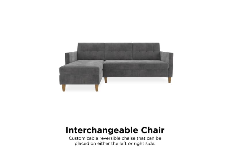 Hartford 3-sits Divansovesofa Grå - Dorel Home - Møbler - Sofaer - Sovesofaer - Sovesofa divan