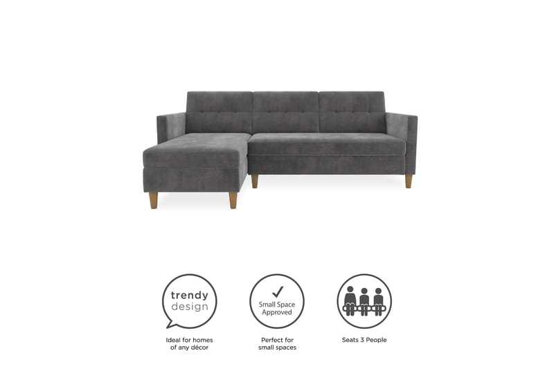 Hartford 3-sits Divansovesofa Grå - Dorel Home - Møbler - Sofaer - Sovesofaer - Sovesofa divan
