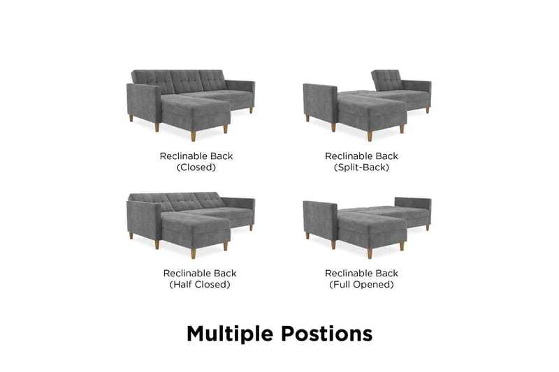 Hartford 3-sits Divansovesofa Grå - Dorel Home - Møbler - Sofaer - Sovesofaer - Sovesofa divan