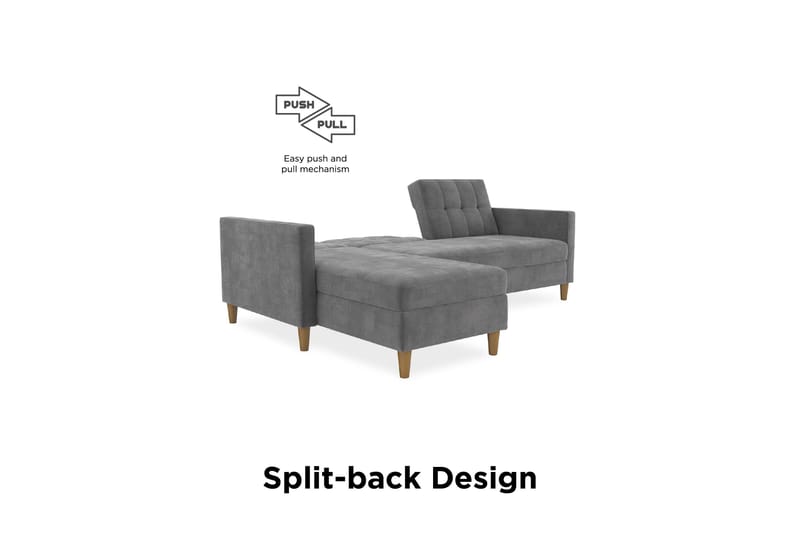 Hartford 3-sits Divansovesofa Grå - Dorel Home - Møbler - Sofaer - Sovesofaer - Sovesofa divan