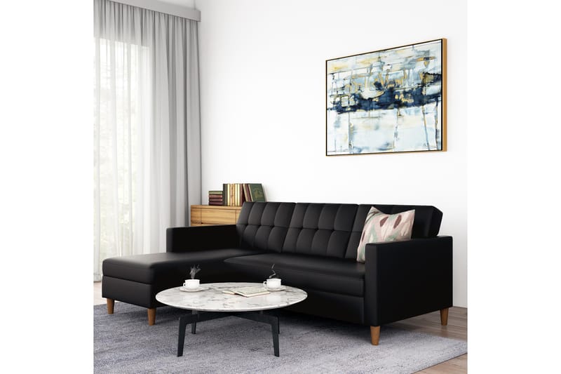 Hartford 3-sits Divansovesofa Kunstlær/Svart - Dorel Home - Møbler - Sofaer - Sovesofaer