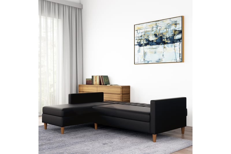 Hartford 3-sits Divansovesofa Kunstlær/Svart - Dorel Home - Møbler - Sofaer - Sovesofaer