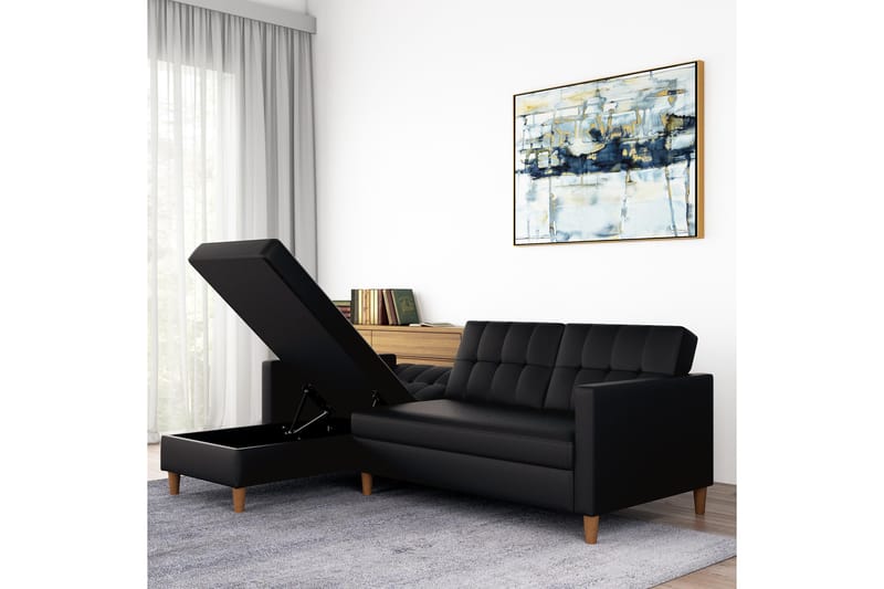 Hartford 3-sits Divansovesofa Kunstlær/Svart - Dorel Home - Møbler - Sofaer - Sovesofaer