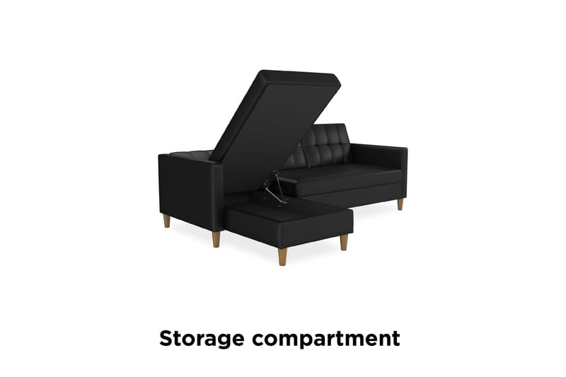 Hartford 3-sits Divansovesofa Kunstlær/Svart - Dorel Home - Møbler - Sofaer - Sovesofaer