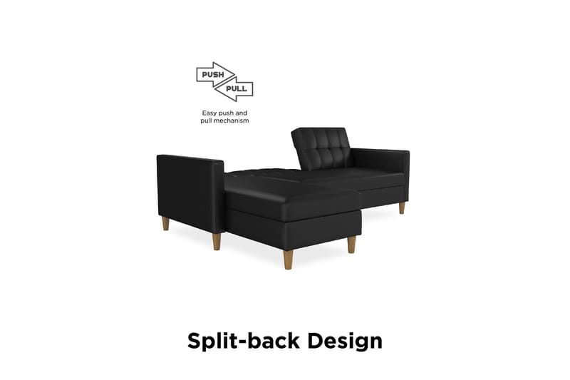 Hartford 3-sits Divansovesofa Kunstlær/Svart - Dorel Home - Møbler - Sofaer - Sovesofaer