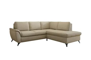 Hereford 3-seter Høyre Hjørnesovesofa med Oppbevaring i Stoff - Beige - Møbler - Sofaer - Sovesofaer