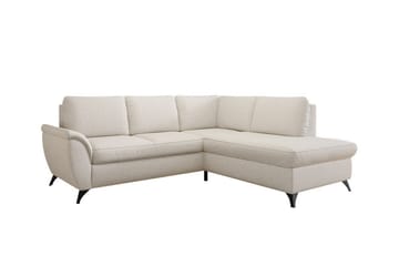 Hereford 3-seter Høyre Hjørnesovesofa med Oppbevaring i Stoff - Benhvit - Møbler - Sofaer - Sovesofaer