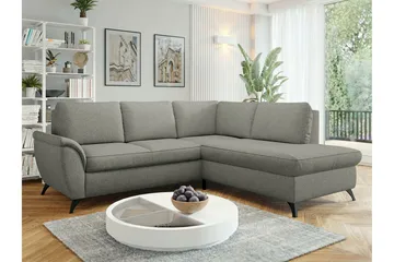 Hereford 3-seter Høyre Hjørnesovesofa med Oppbevaring i Stoff - Grå - Møbler - Sofaer - Sovesofaer