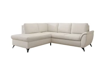 Hereford 3-seter Venstre Hjørnesovesofa 126x185 cm med Oppbevaring i Stoff - Kremhvit - Møbler - Sofaer - Sovesofaer
