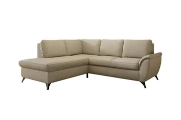 Hereford 3-seter Venstre Hjørnesovesofa med Oppbevaring i Stoff - Beige - Møbler - Sofaer - Sovesofaer