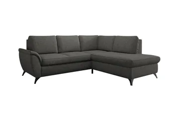 Hereford 3-seters Høyre Hjørnesovesofa 126x185 cm med Oppbevaring i Stoff - Grå - Møbler - Sofaer - Sovesofaer