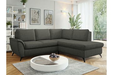 Hereford 3-seters Høyre Hjørnesovesofa 126x185 cm med Oppbevaring i Stoff - Grå - Møbler - Sofaer - Sovesofaer