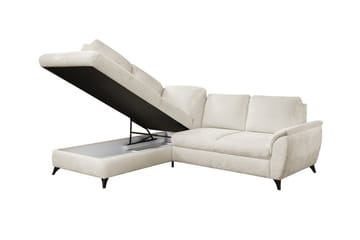 Hereford 3-seters Høyre Hjørnesovesofa 126x185 cm med Oppbevaring i Stoff - Grå - Møbler - Sofaer - Sovesofaer