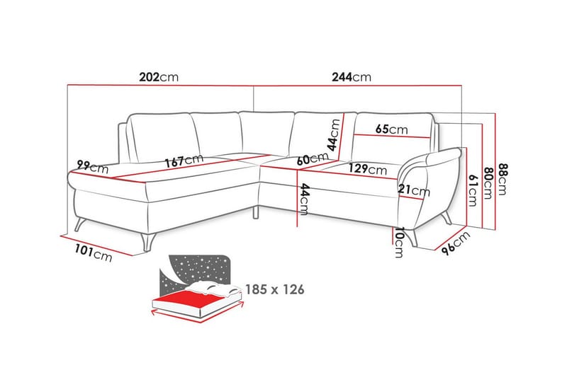 Hereford 3-seters Hjørnesovesofa - Beige - Møbler - Sofaer - Sovesofaer