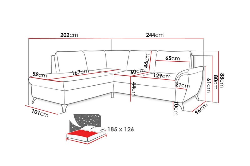 Hereford 3-seters Hjørnesovesofa - Beige - Sovesofaer - Hjørnesovesofa