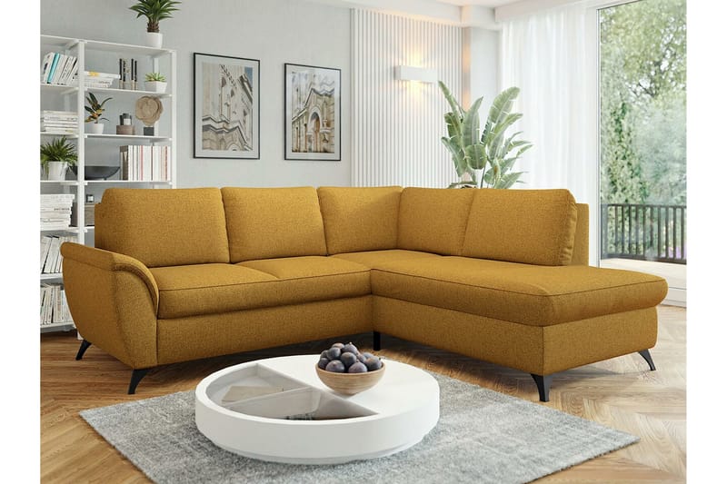 Hereford 3-seters Hjørnesovesofa - Gul - Møbler - Sofaer - Sovesofaer