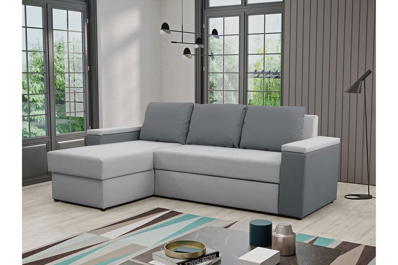 Herosa 3-seters Sovesofa med Divan med Oppbevaring - Grå - Møbler - Sofaer - Sovesofaer