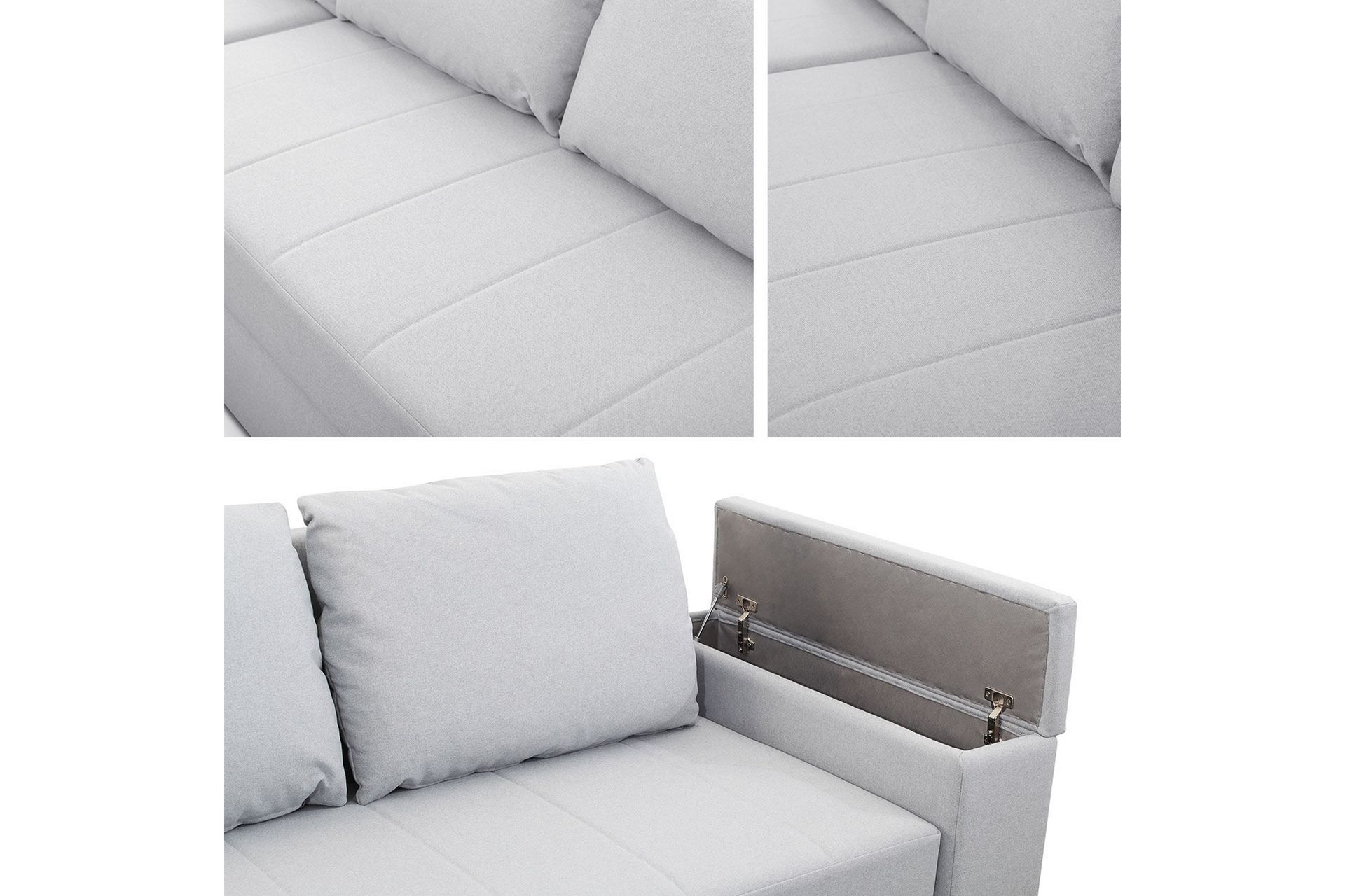 Herosa 3-seters Sovesofa med Divan med Oppbevaring - Grå/Rosa - Møbler - Sofaer - Sovesofaer