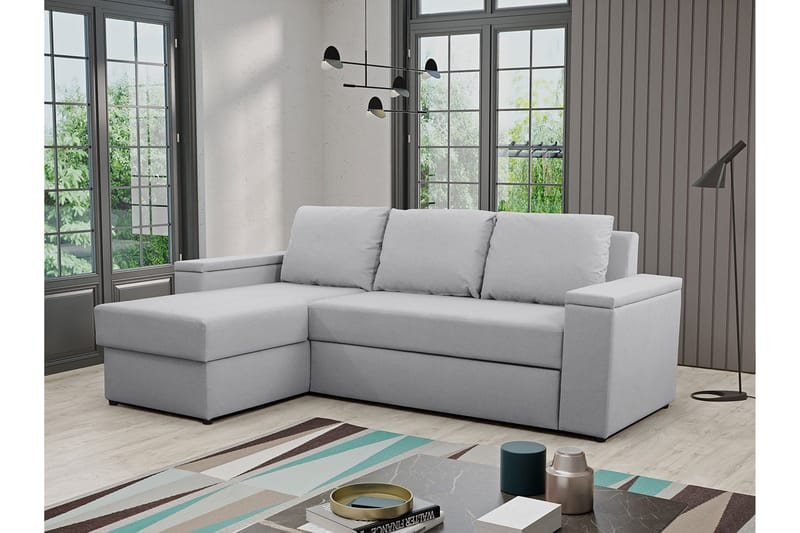 Herosa 3-seters Sovesofa med Divan med Oppbevaring - Lysegrå - Møbler - Sofaer - Sovesofaer