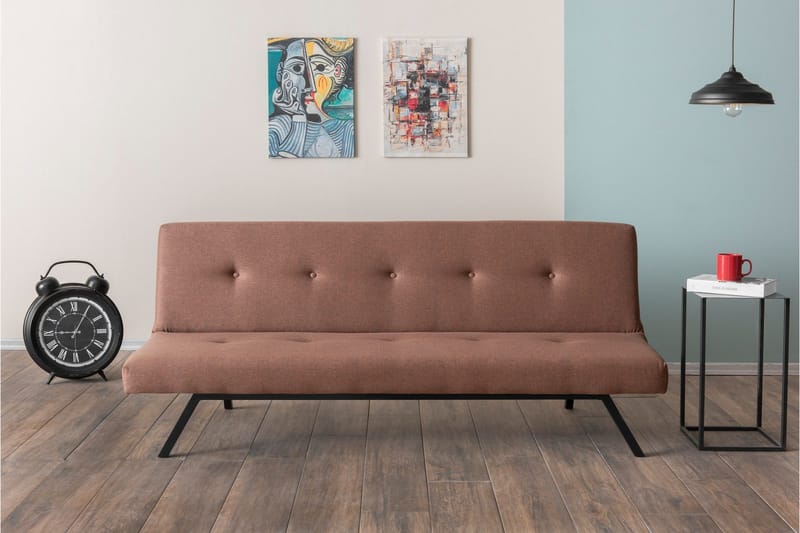 Hetalia 3-seter Rektangulær Sovesofa 102x180 cm i Stoff, Brun