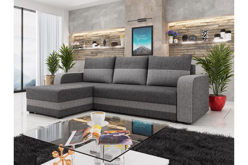 Hewlet 3-seters Divansovesofa Venstre - Grå - Møbler - Sofaer - Sovesofaer