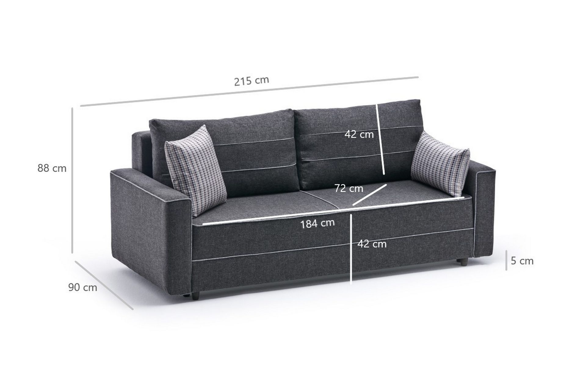 Highbank Sovesofa 3-seters 185x150 - Antrasitt - Møbler - Sofaer - Sovesofaer