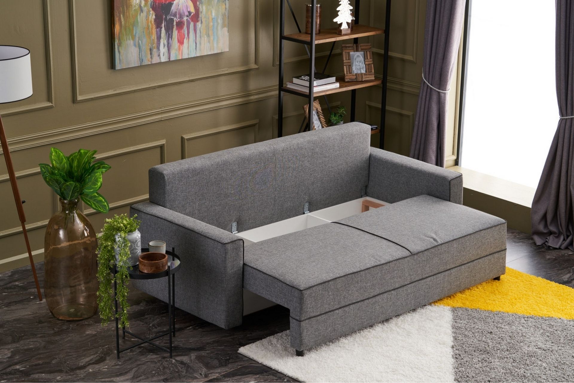 Highbank Sovesofa 3-seters 185x150 - Grå - Møbler - Sofaer - Sovesofaer