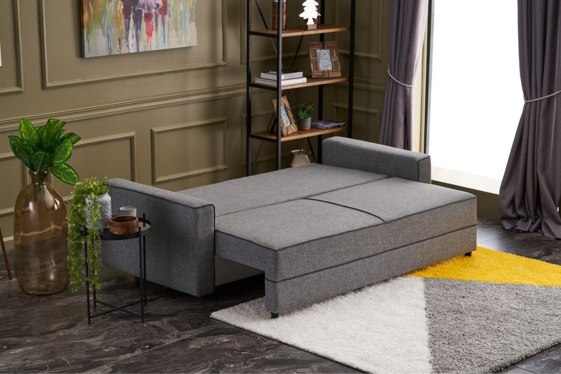 Highbank Sovesofa 3-seters 185x150 - Grå - Møbler - Sofaer - Sovesofaer