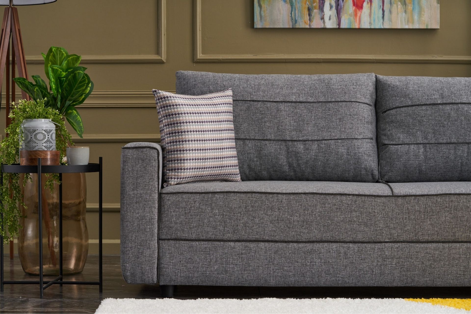 Highbank Sovesofa 3-seters 185x150 - Grå - Møbler - Sofaer - Sovesofaer
