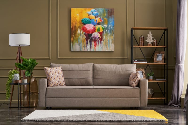 Highbank Sovesofa 3-seters 185x150 - Krem - Møbler - Sofaer - Sovesofaer