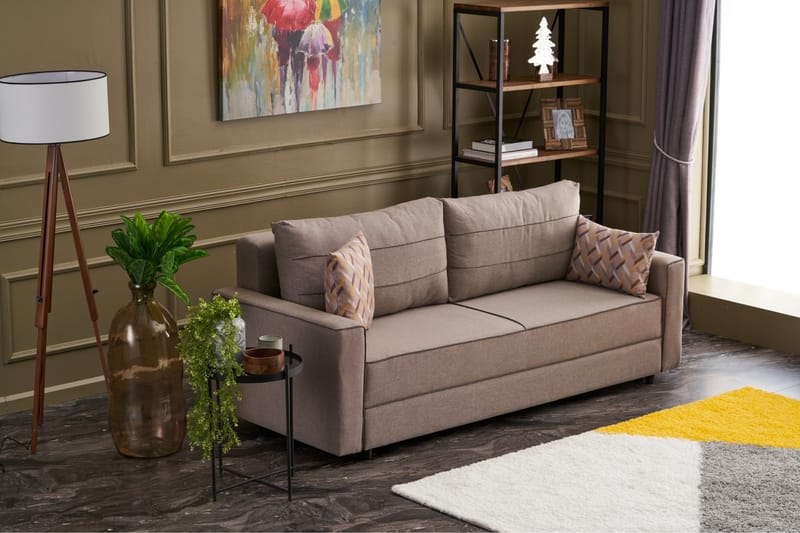 Highbank Sovesofa 3-seters 185x150 - Krem - Møbler - Sofaer - Sovesofaer