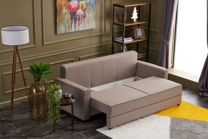 Highbank Sovesofa 3-seters 185x150 - Krem - Møbler - Sofaer - Sovesofaer