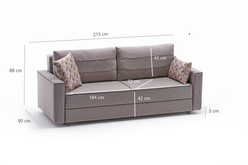 Highbank Sovesofa 3-seters 185x150 - Krem - Møbler - Sofaer - Sovesofaer