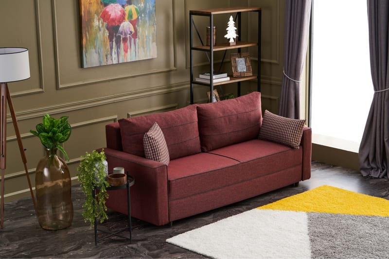 Highbank Sovesofa 3-seters 185x150 - Rød - Sovesofaer - 3 seters sovesofa