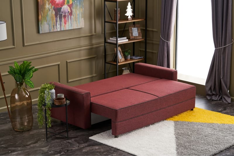 Highbank Sovesofa 3-seters 185x150 - Rød - Sovesofaer - 3 seters sovesofa