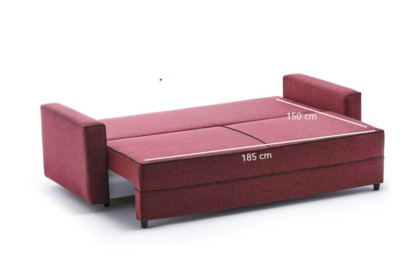 Highbank Sovesofa 3-seters 185x150 - Rød - Sovesofaer - 3 seters sovesofa