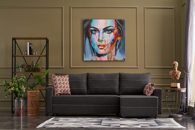 Highbank Sovesofa m. Divan 4-seters 200x150 - Antrasitt - Møbler - Sofaer - Sovesofaer