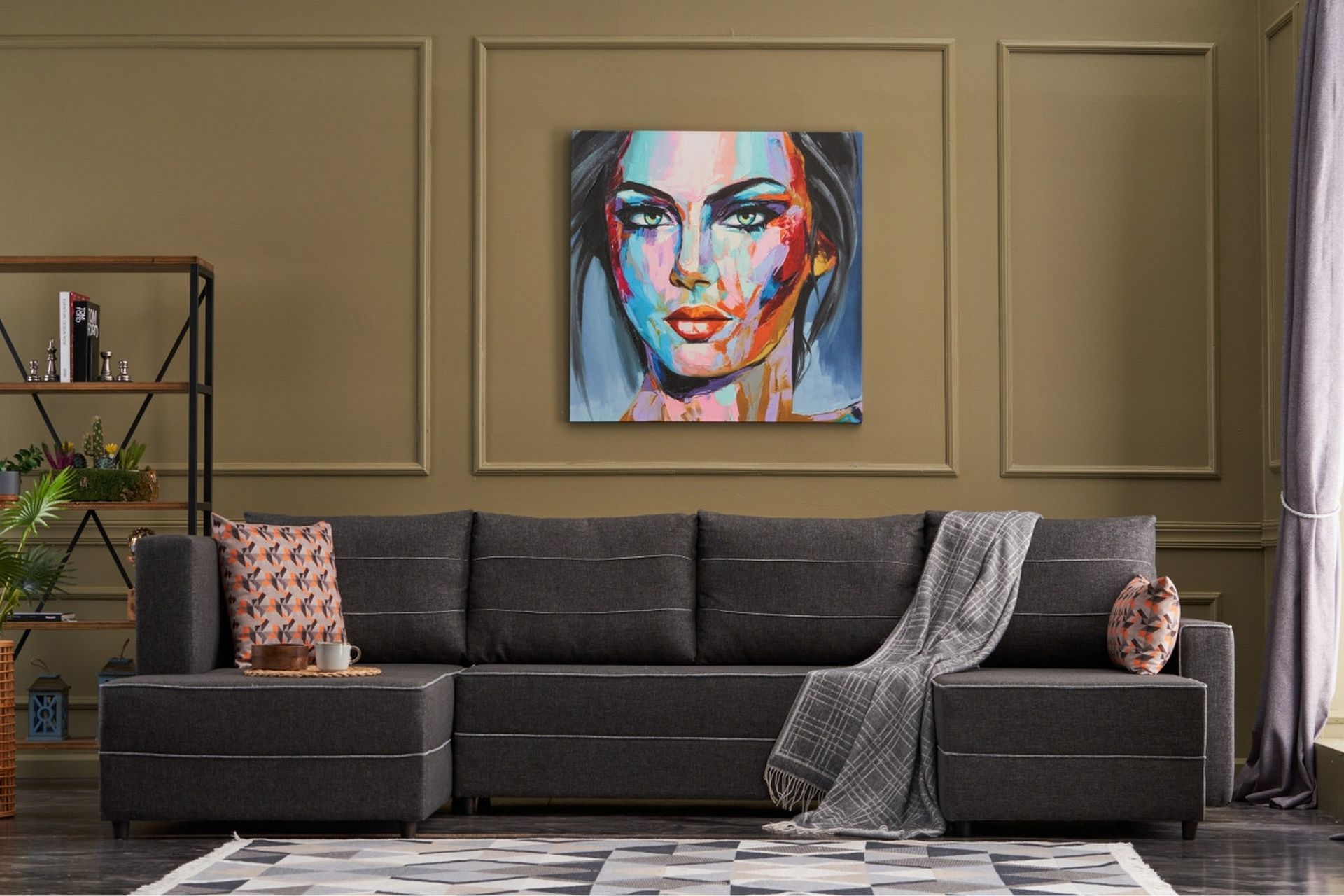 Highbank Sovesofa m. Divan 4-seters 200x150 - Antrasitt - Møbler - Sofaer - Sovesofaer