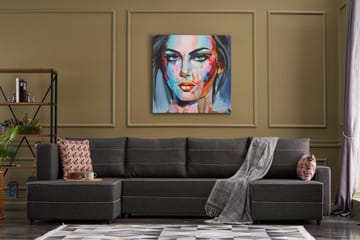 Highbank Sovesofa m. Divan 4-seters 200x150 - Antrasitt - Møbler - Sofaer - Sovesofaer