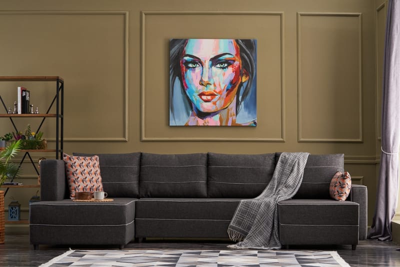 Highbank Sovesofa m. Divan 4-seters 200x150 - Antrasitt - Møbler - Sofaer - Sovesofaer